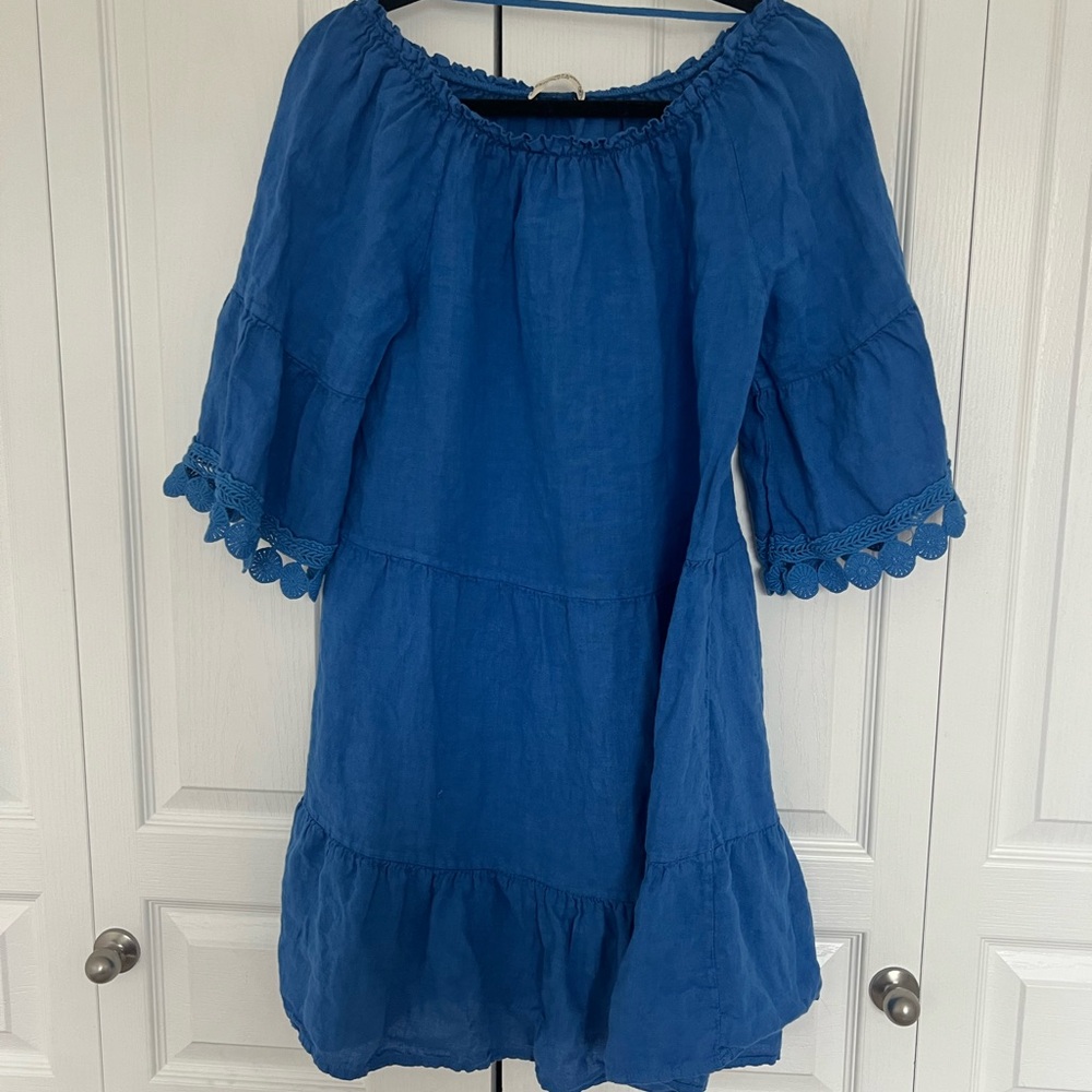 Blue Off the Shoulder Dress